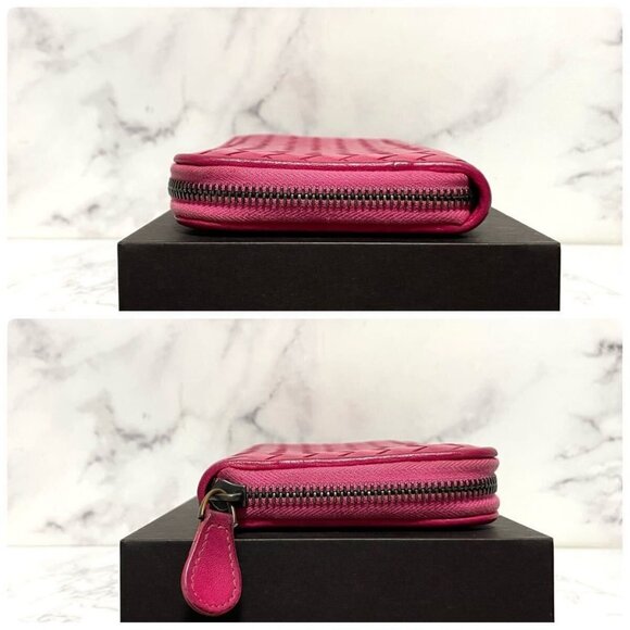 Authentic Bottega Veneta Intrecciato Nappa Zip Around Wallet Pink - Picture 8 of 9